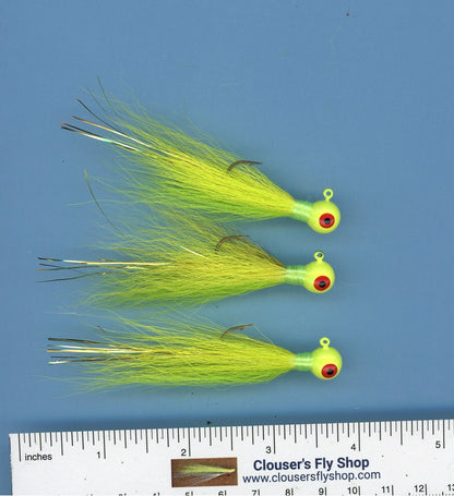 Clouser's Bucktail Jigs 3 pak with Painted Heads & Eyes 1/8 oz 3 pack