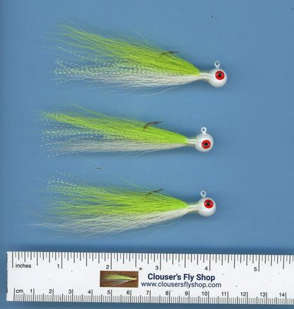 Clouser's Bucktail Jigs 3 pak with Painted Heads & Eyes 1/4 oz