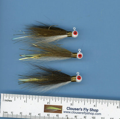 Clouser's Bucktail Jigs 3 pak with Painted Heads & Eyes 1/8 oz 3 pack