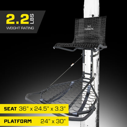 Hawk HWK-HF2031 Kickback LVL Steel Hang-On Tree Stand w/ Leg Extension Footrest