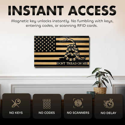 Bellewood Designs - Dont Tread On Me Secure Wall-Mounted Gun Cabinet (Stripes)