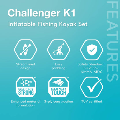 Intex Challenger K1 1 - Person Inflatable Sporty Kayak w/ Oars And Pump (2 Pack) - Angler's Pro Tackle & Outdoors