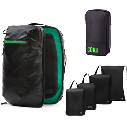 COR Surf Island Hopper Travel Bundle - Backpack + Toiletry Bag + Compression Packing Cubes with YKK