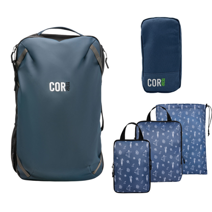 COR Surf Island Hopper Travel Bundle - Backpack + Toiletry Bag + Compression Packing Cubes with YKK