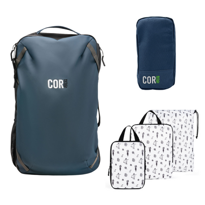 COR Surf Island Hopper Travel Bundle - Backpack + Toiletry Bag + Compression Packing Cubes with YKK
