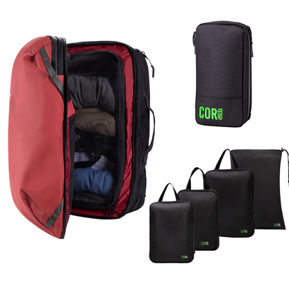 COR Surf Island Hopper Travel Bundle - Backpack + Toiletry Bag + Compression Packing Cubes with YKK