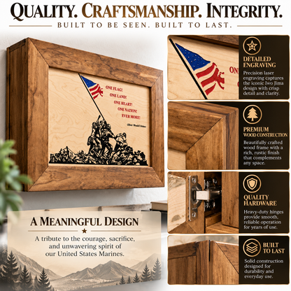 Bellewood Designs - Iwo Jima Flag Raising Decorative Wall-Mounted Secure Gun Cabinet