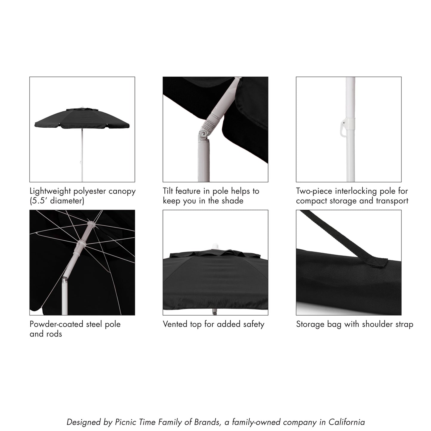 Picnic Time 5.5 Ft. Portable Beach Umbrella