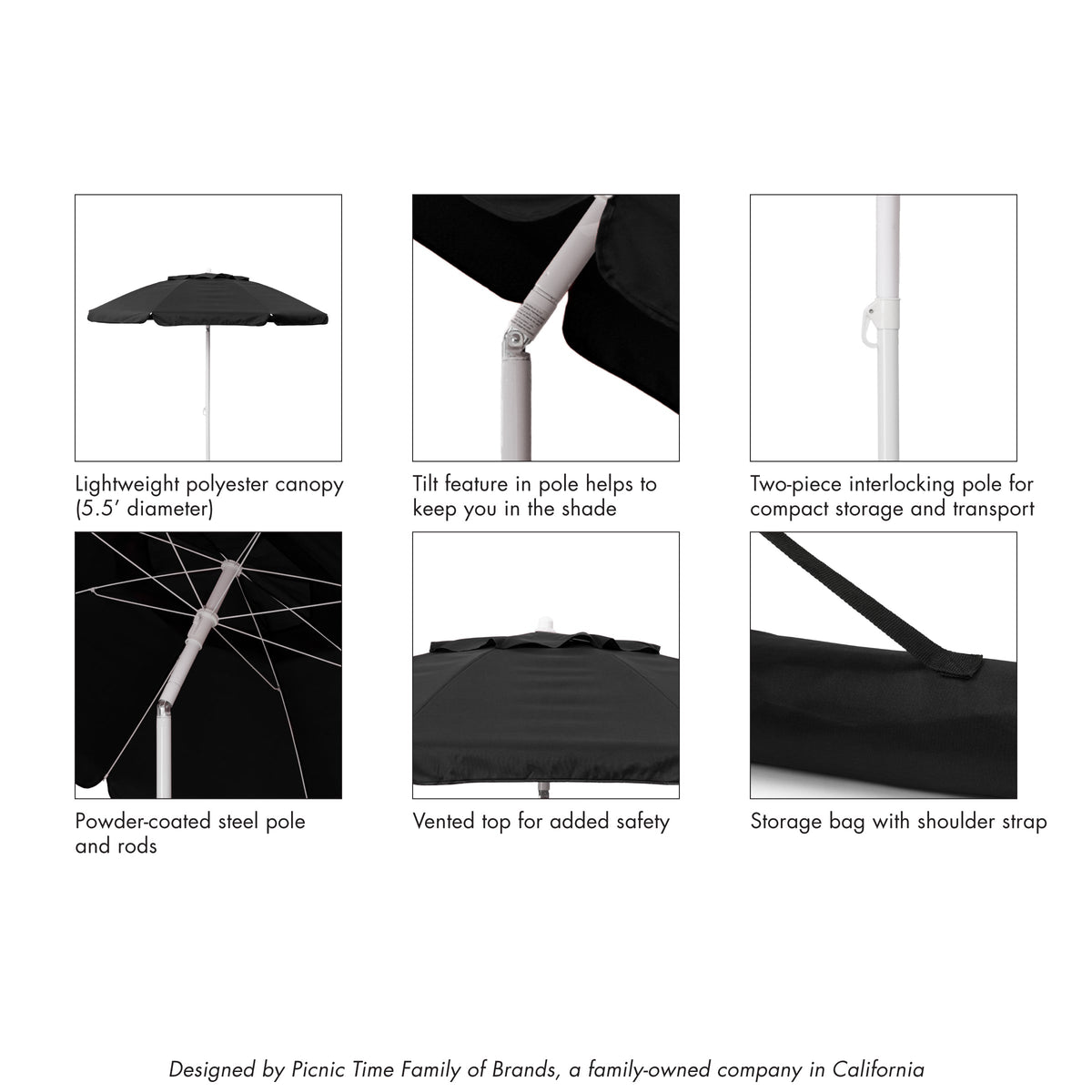 Picnic Time 5.5 Ft. Portable Beach Umbrella