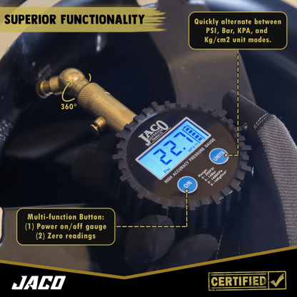 Jaco Elite® Digital Tire Pressure Gauge - Professional Accuracy - 100 PSI - Angler's Pro Tackle & Outdoors