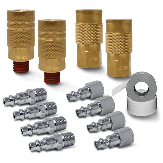 Jaco Industrial Quick Connect Air Fittings | Plug & Coupler Kit - 1/4" NPT (Set of 12) - Angler's Pro Tackle & Outdoors