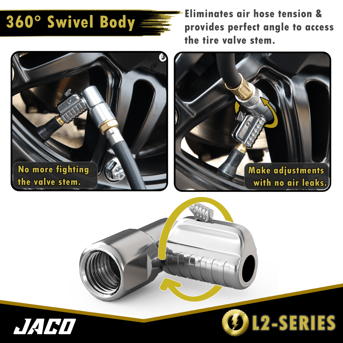 Jaco Lightning™ L2-Series Tire Air Chuck | Open Flow, 1/4" F-NPT (2 Pack) - Angler's Pro Tackle & Outdoors