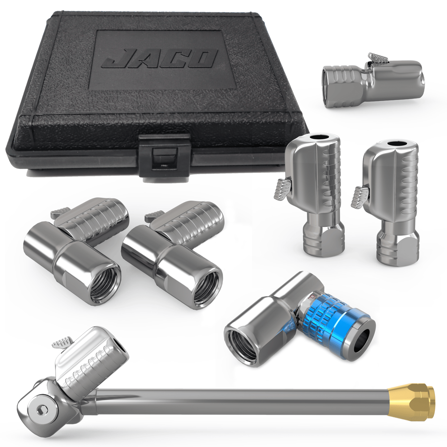 Jaco Lightning™ Tire Air Chuck Starter Kit - Patented | Open Flow, 1/4" F-NPT (Set of 7) - Angler's Pro Tackle & Outdoors