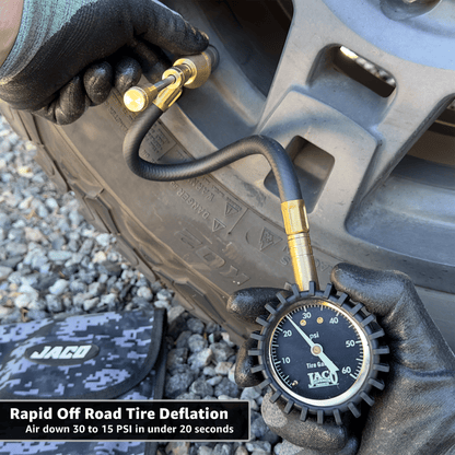 Jaco RapidFlow™ Tire Deflator Gauge (0-60 PSI) | Rapid Off-Road Air Down Kit - Angler's Pro Tackle & Outdoors