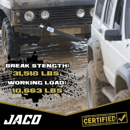 Jaco TowPro™ Recovery Tow Strap - 4x4 Trail Rated | Break Strength (31,518 lbs) - Angler's Pro Tackle & Outdoors