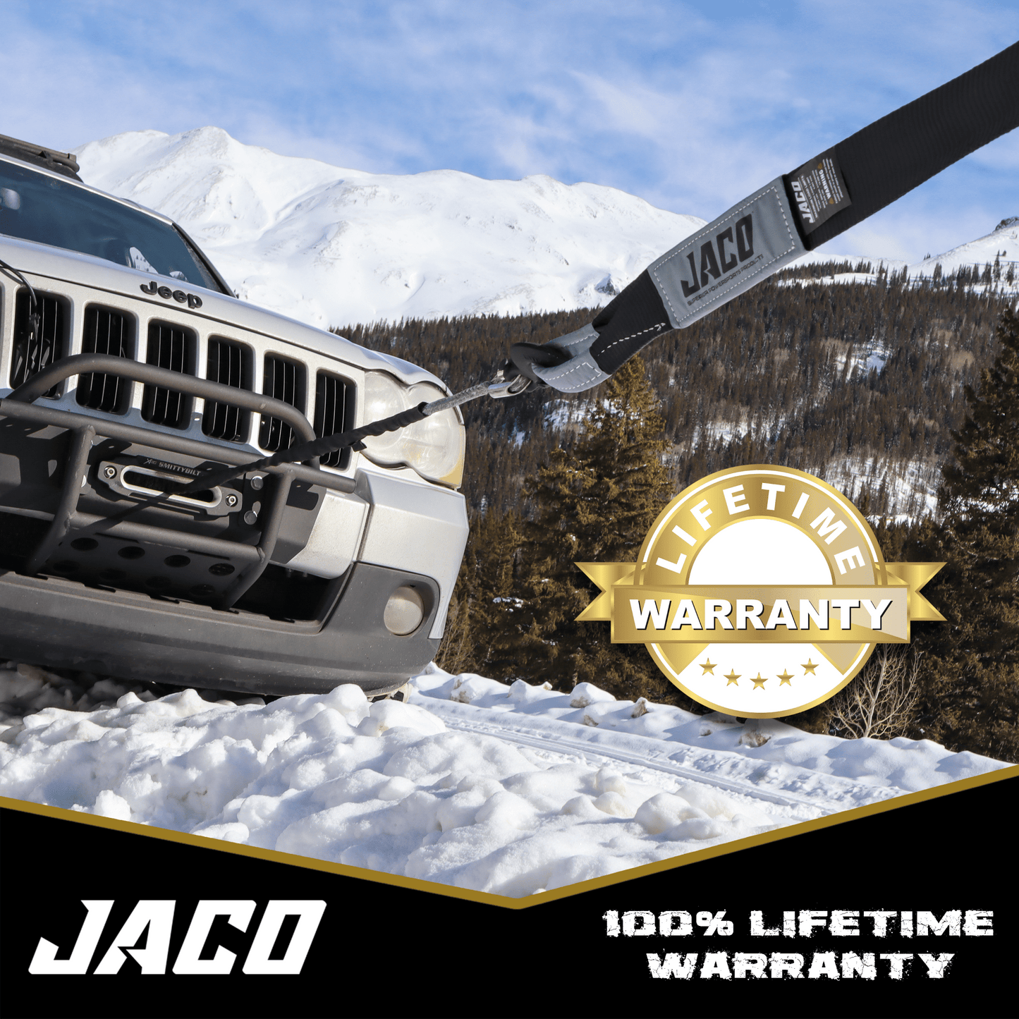 Jaco TowPro™ Recovery Tow Strap - 4x4 Trail Rated | Break Strength (31,518 lbs) - Angler's Pro Tackle & Outdoors