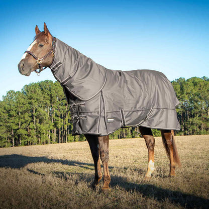 Jeffers Poplar Head "Defense" 1680 Denier Turnout Blanket with Detachable Neck, 240 Gram, Plymouth Brown