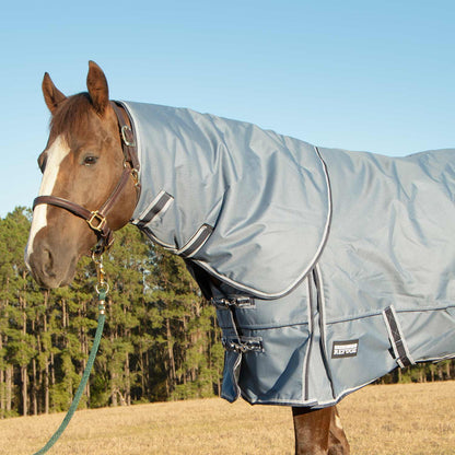 Jeffers Poplar Head "Refuge" 1200 Denier Turnout Blanket with Detachable Neck, 240 Gram, Hamilton Blue