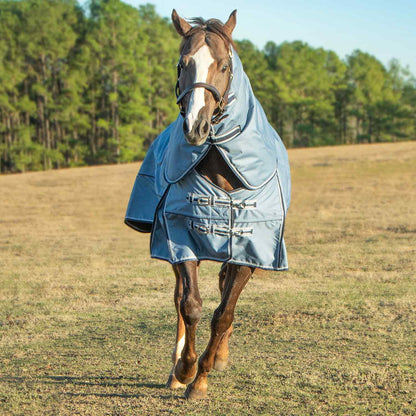 Jeffers Poplar Head "Refuge" 1200 Denier Turnout Blanket with Detachable Neck, 240 Gram, Hamilton Blue