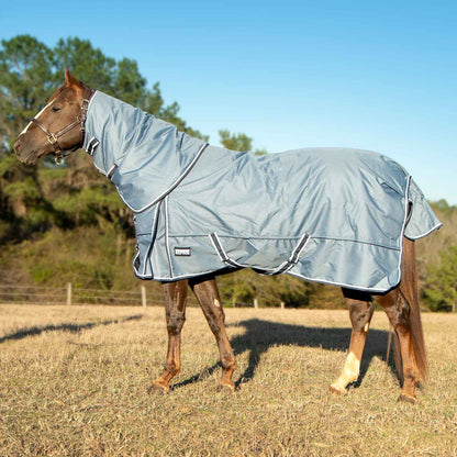 Jeffers Poplar Head "Refuge" 1200 Denier Turnout Blanket with Detachable Neck, 360 Gram, Hamilton Blue