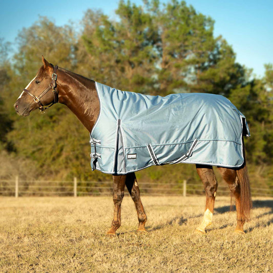 Jeffers Poplar Head "Refuge" 1200 Denier Turnout Blanket with High Neck, 240 Gram, Hamilton Blue