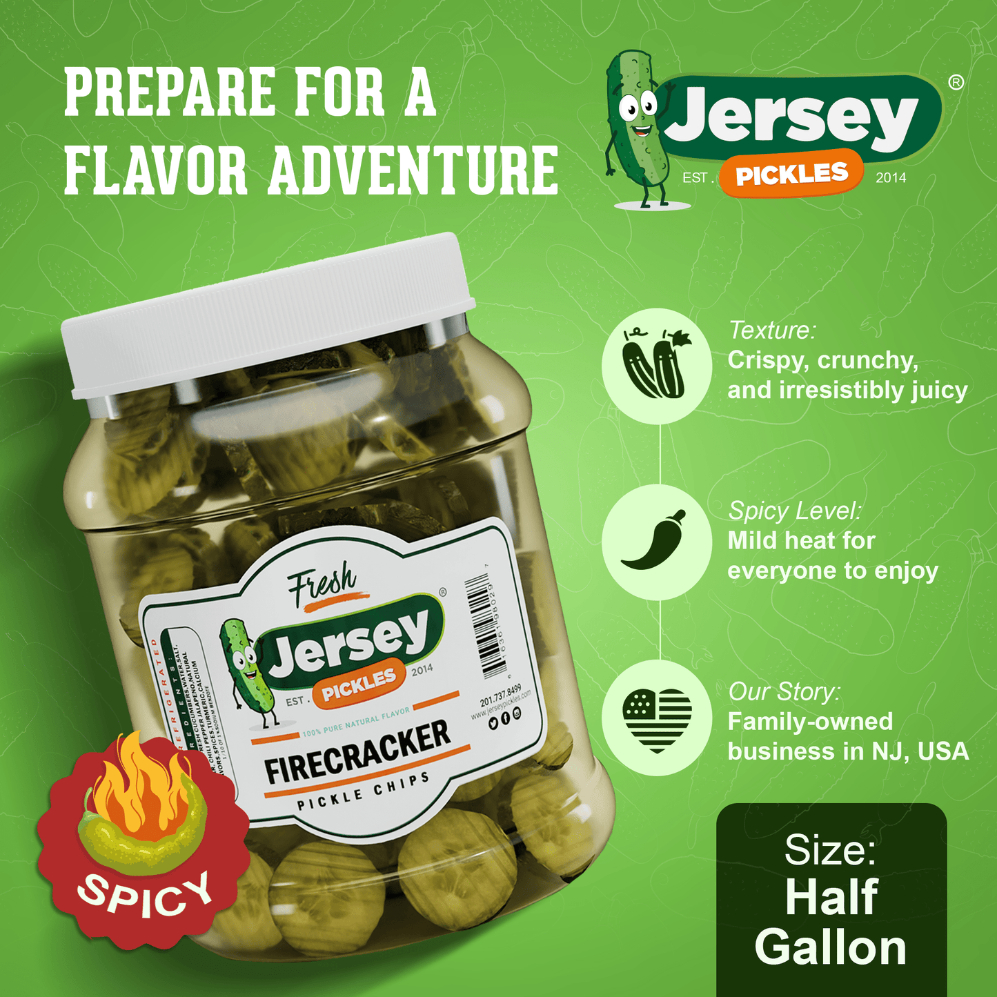 Jersey Pickles Firecracker: Mild Hot Pickle Chips - Angler's Pro Tackle & Outdoors