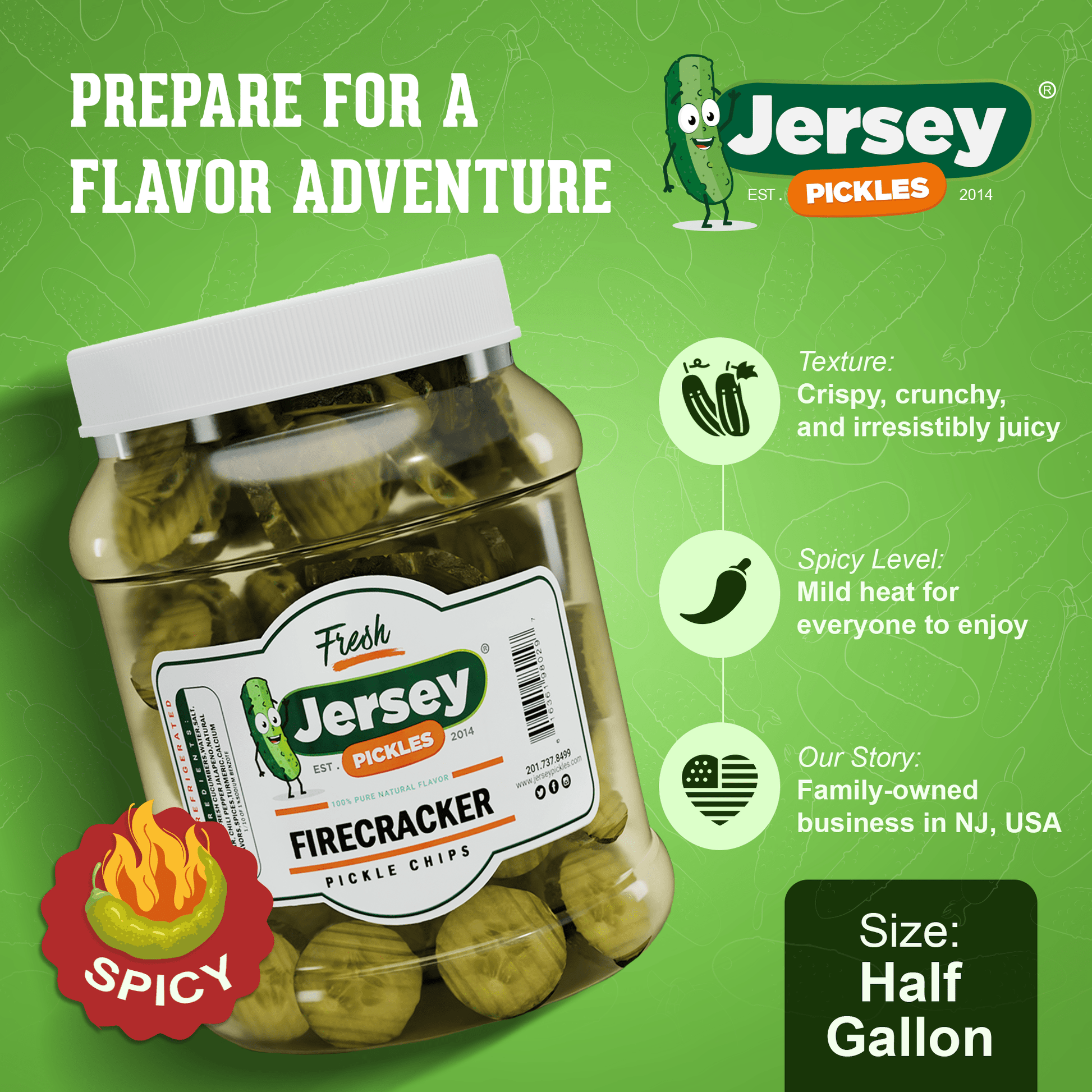 Jersey Pickles Firecracker: Mild Hot Pickle Chips - Angler's Pro Tackle & Outdoors