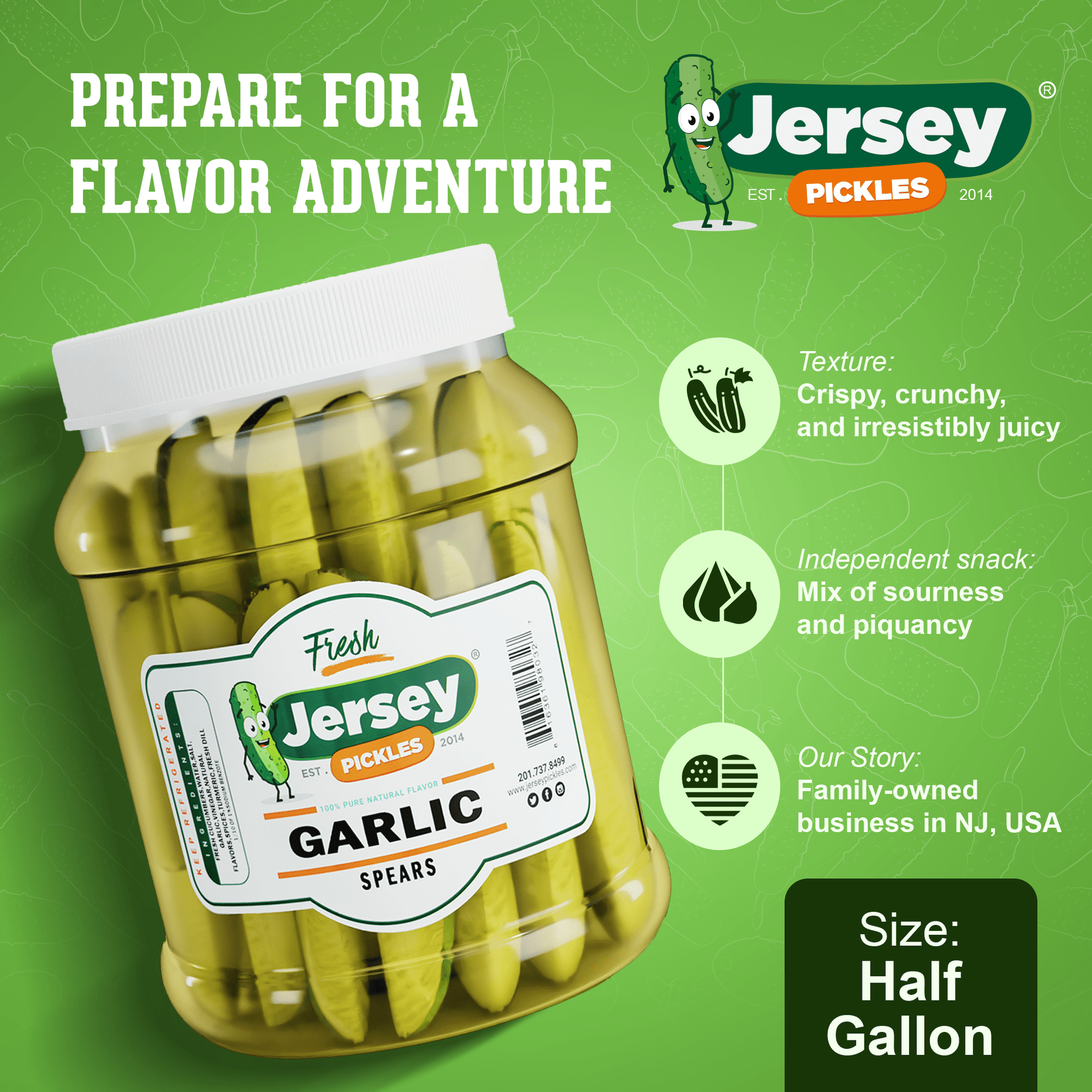 Jersey Pickles Fresh Garlic Dill Pickle Spears - Angler's Pro Tackle & Outdoors