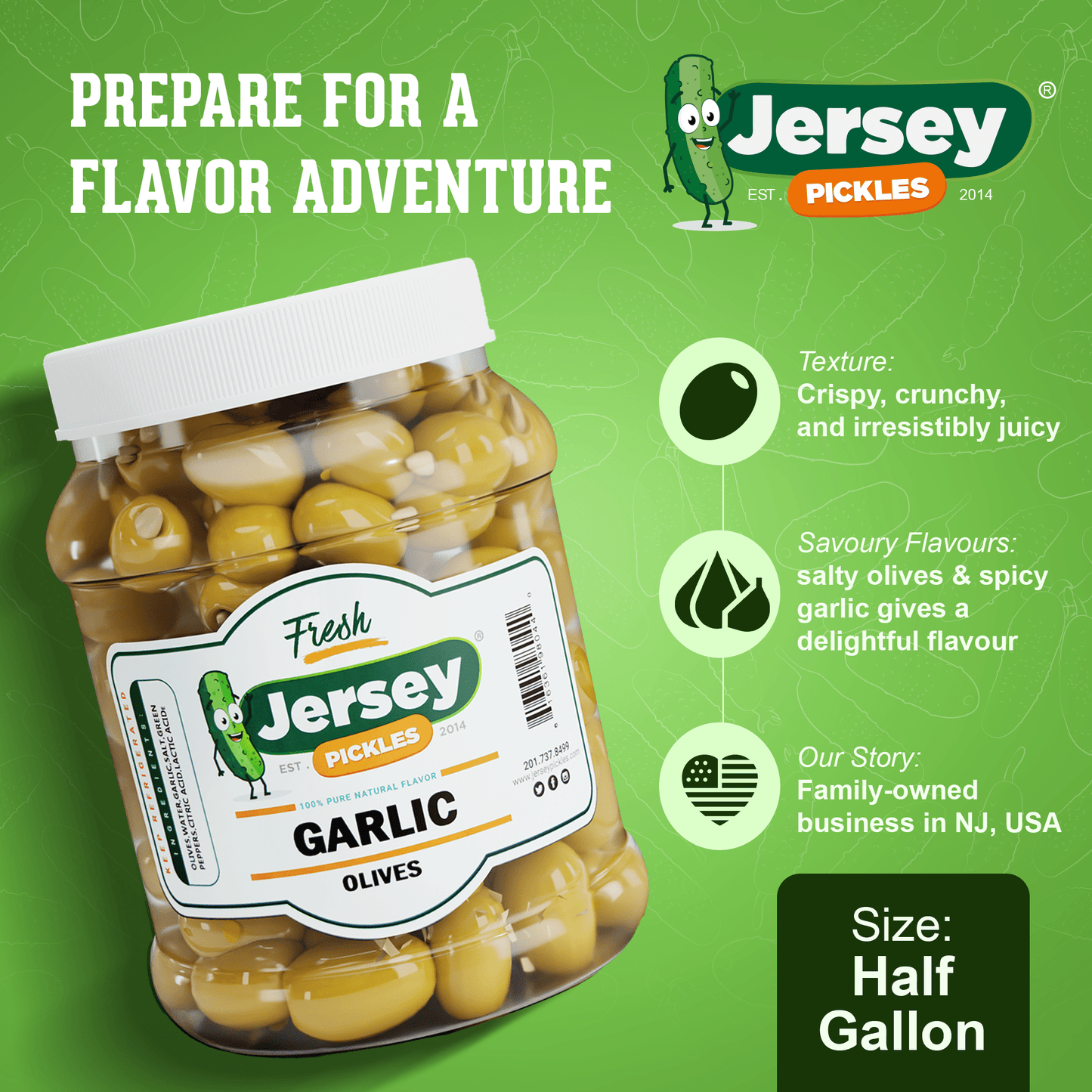 Jersey Pickles Garlic Stuffed Olives - Angler's Pro Tackle & Outdoors