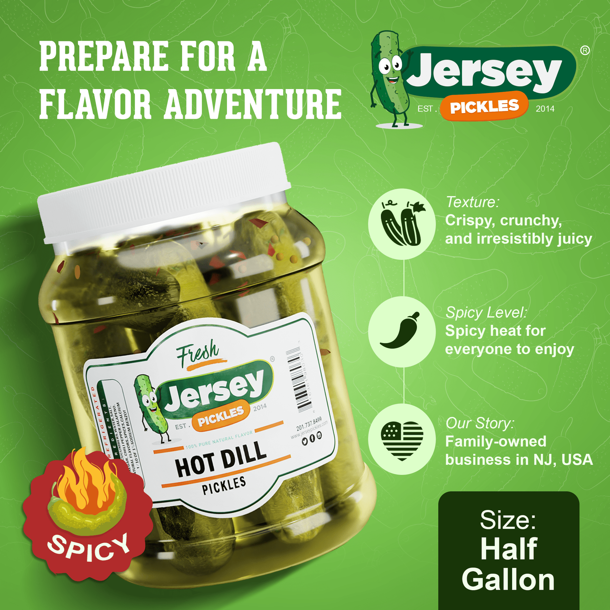 Jersey Pickles Whole Hot Dill Pickles - Angler's Pro Tackle & Outdoors