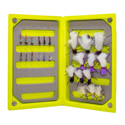 JH Fly Co - Loaded Foam Fly Box - Hopper Dropper w/ 50m Spool of 4X Fluoroflex Tippet - Angler's Pro Tackle & Outdoors