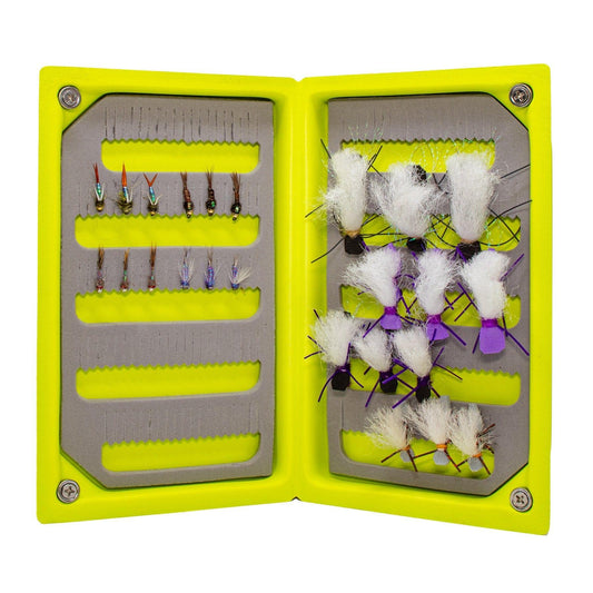 JH Fly Co - Loaded Foam Fly Box - Hopper Dropper w/ 50m Spool of 4X Fluoroflex Tippet - Angler's Pro Tackle & Outdoors