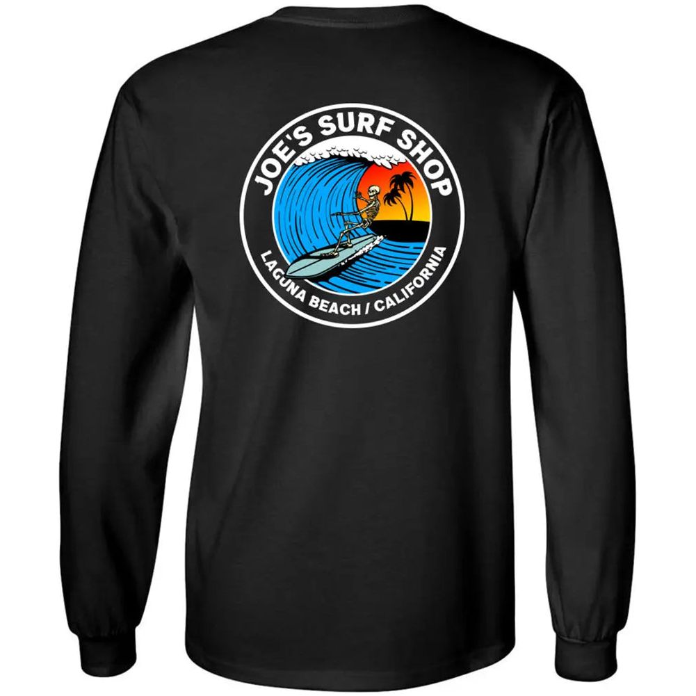 Joe's Surf Shop Skeleton Surfer Long Sleeve Tee - Angler's Pro Tackle & Outdoors