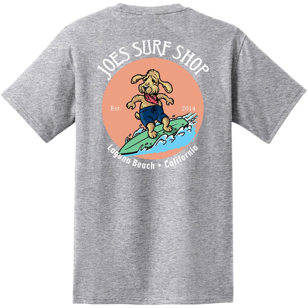 Joe's Surf Shop Teddy The Surfing Dog Heavyweight Pocket Tee - Angler's Pro Tackle & Outdoors