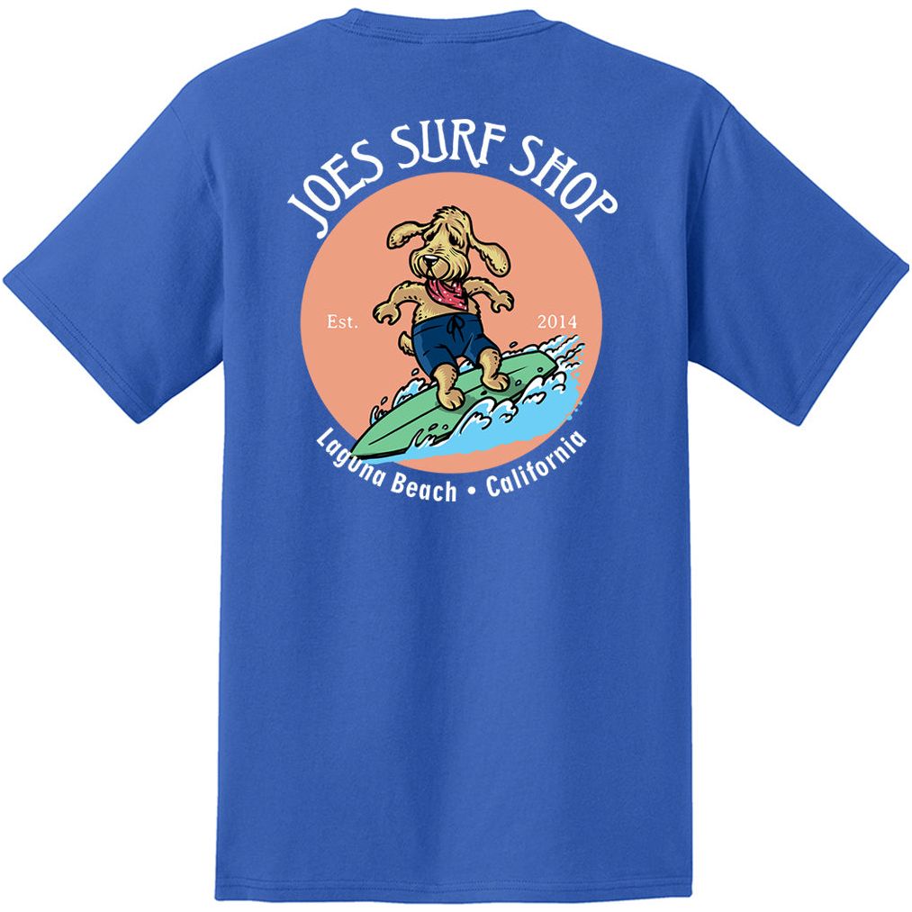 Joe's Surf Shop Teddy The Surfing Dog Heavyweight Pocket Tee - Angler's Pro Tackle & Outdoors
