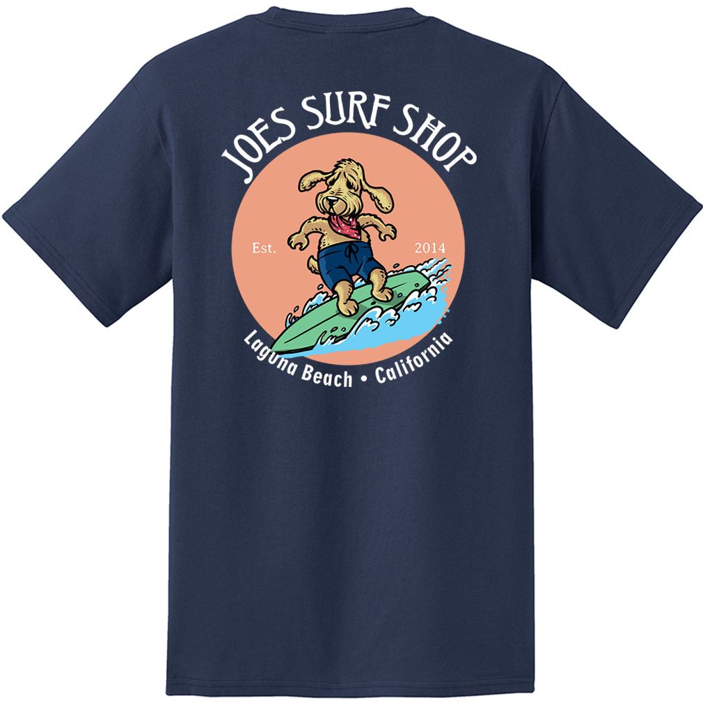 Joe's Surf Shop Teddy The Surfing Dog Heavyweight Pocket Tee - Angler's Pro Tackle & Outdoors