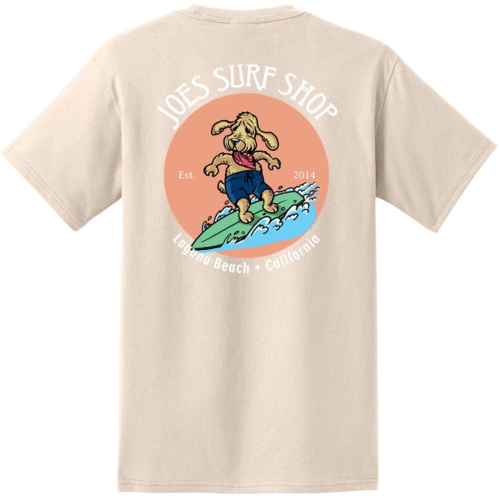 Joe's Surf Shop Teddy The Surfing Dog Heavyweight Pocket Tee - Angler's Pro Tackle & Outdoors