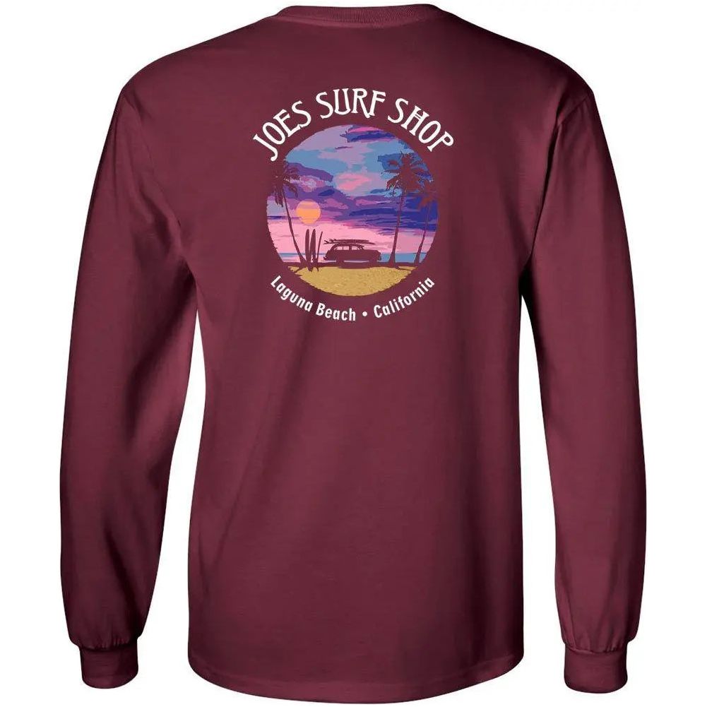 Joe's Surf Shop Wagon Silhouette Long Sleeve Cotton T-Shirt - Angler's Pro Tackle & Outdoors