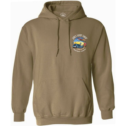 Joe's Surf Shop Yellow Woody with Surfboards Pullover Surf Hoodie - Angler's Pro Tackle & Outdoors