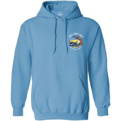 Joe's Surf Shop Yellow Woody with Surfboards Pullover Surf Hoodie - Angler's Pro Tackle & Outdoors
