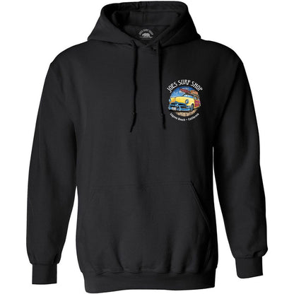Joe's Surf Shop Yellow Woody with Surfboards Pullover Surf Hoodie - Angler's Pro Tackle & Outdoors