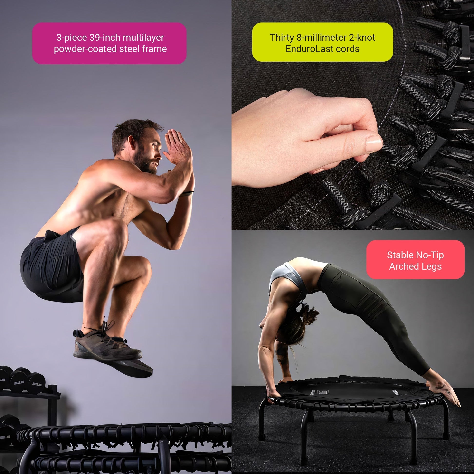 JumpSport 220 Small Rebounder for Adults, 39" ESSENTIAL Home Fitness Trampoline - Angler's Pro Tackle & Outdoors