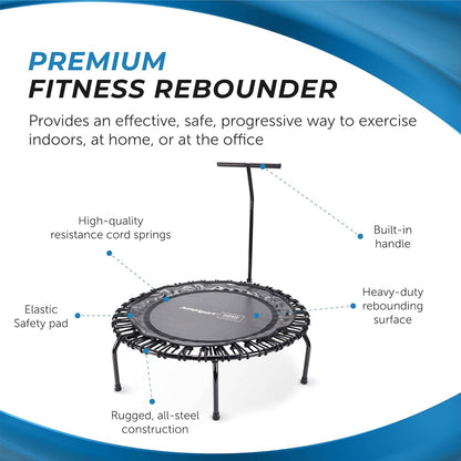 JumpSport Round Home Fitness Indoor Mini Rebounder Trampoline for Adults, Black - Angler's Pro Tackle & Outdoors