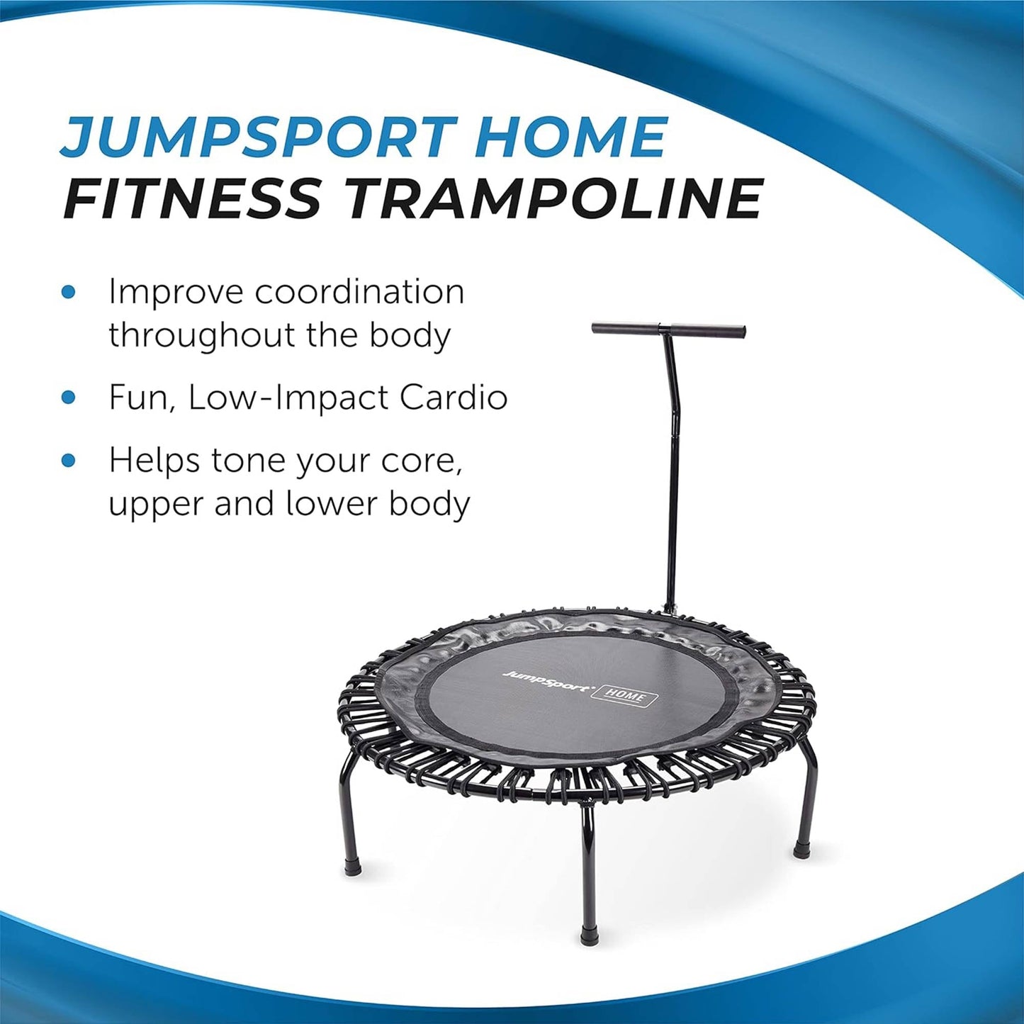 JumpSport Round Home Fitness Indoor Mini Rebounder Trampoline for Adults, Black - Angler's Pro Tackle & Outdoors