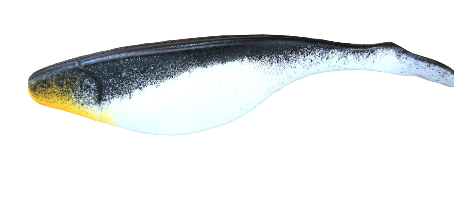 Just Lures Fishing Shad 4" - White / Black / Orange Throat - Angler's Pro Tackle & Outdoors
