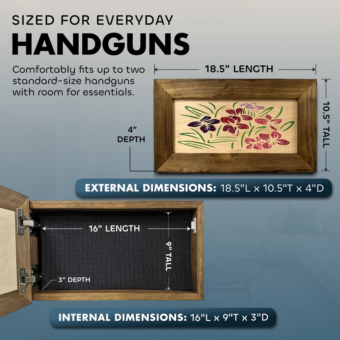 Bellewood Designs - Hidden Gun Safe Just Flowers Wall Decoration