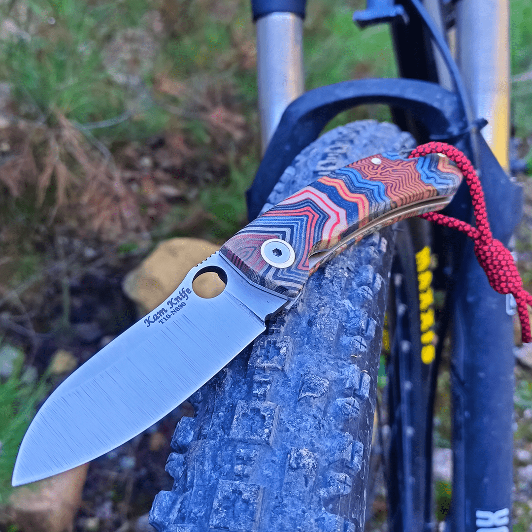 Kam Knife – T10 - N690 Steel - Blue G Micarta Handle - Pocket Knife - Angler's Pro Tackle & Outdoors