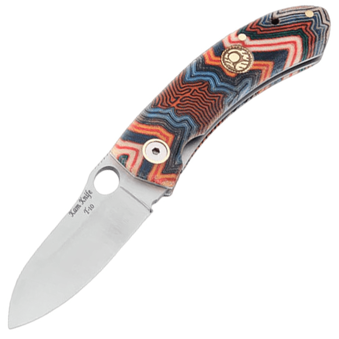 Kam Knife – T10 - N690 Steel - Blue G Micarta Handle - Pocket Knife - Angler's Pro Tackle & Outdoors