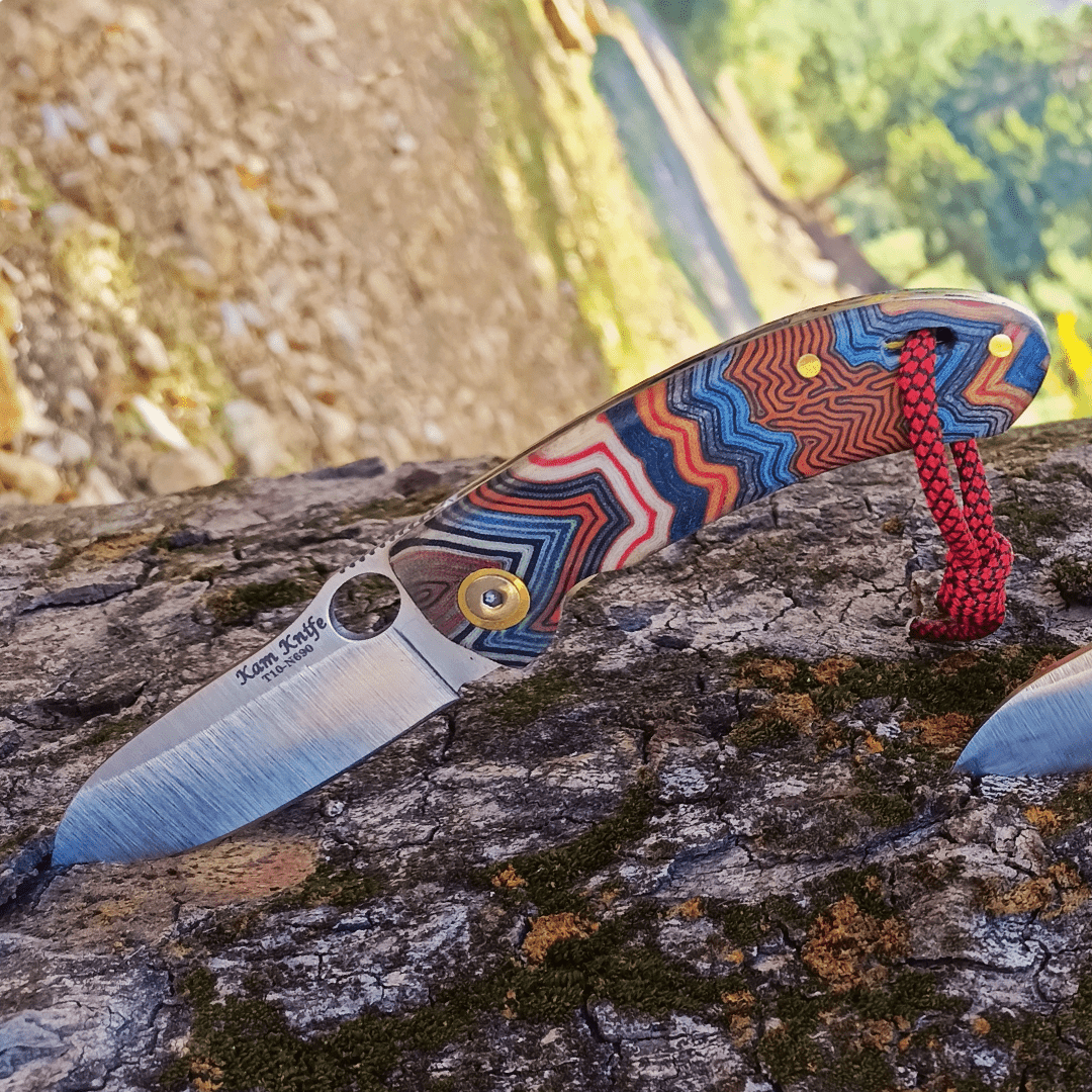 Kam Knife – T10 - N690 Steel - Blue G Micarta Handle - Pocket Knife - Angler's Pro Tackle & Outdoors