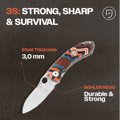 Kam Knife – T10 - N690 Steel - Blue G Micarta Handle - Pocket Knife - Angler's Pro Tackle & Outdoors